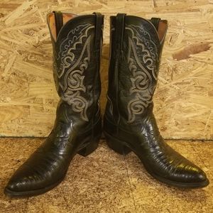 Lucchese Black Lizzard Saddle J Toe